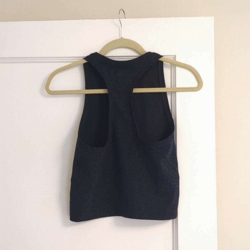 EUC Athleta Shanti Crop Jacquard Yoga Top Navy Blue Animal Print - Picture 3 of 4